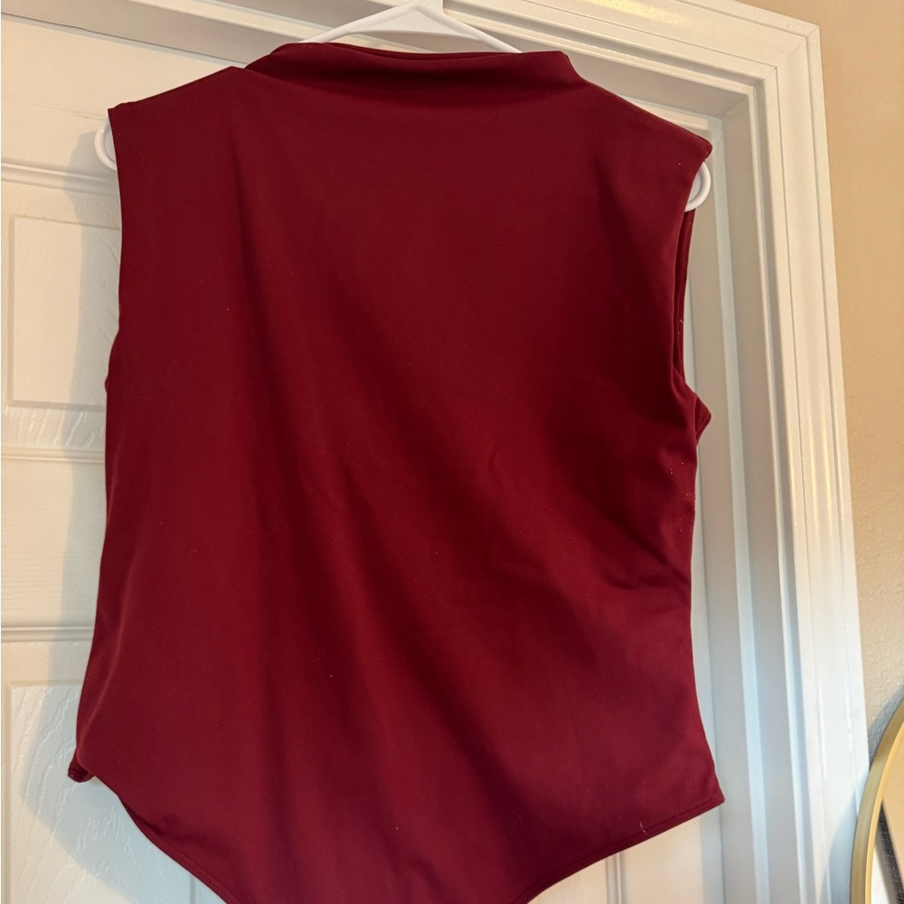 Elegant Burgundy Sleeveless Bodysuit